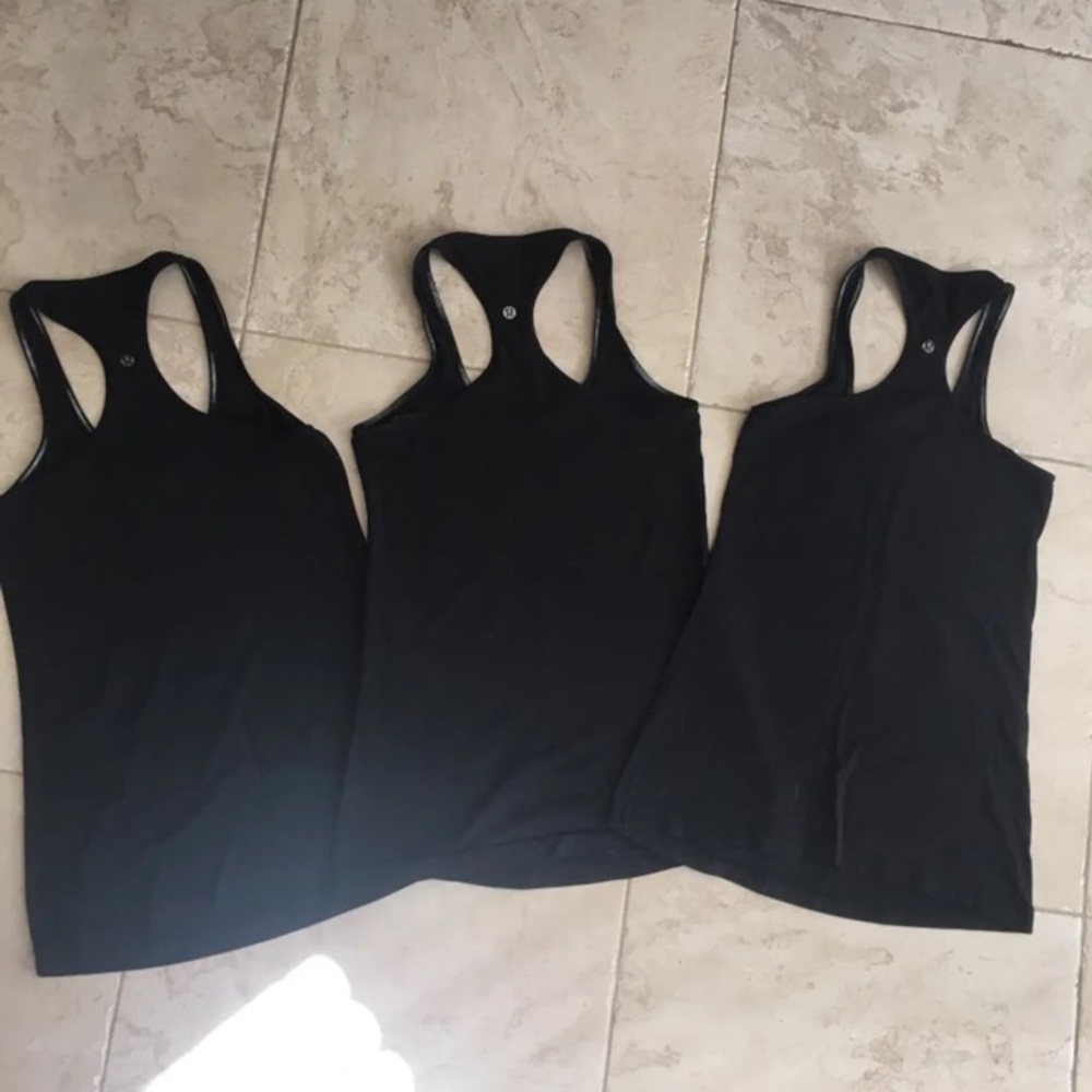 Lot of 3 Lululemon black cool racer back size 6